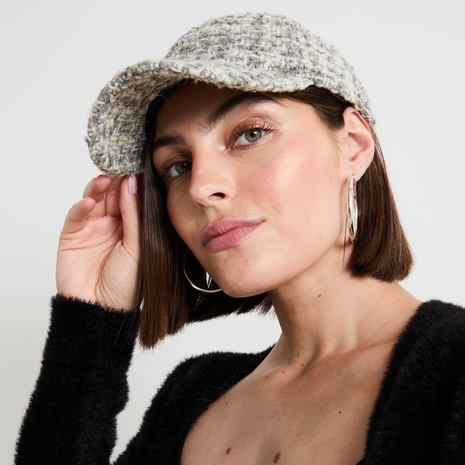Casquette tweed femme