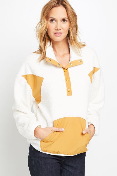 Pull moumoute bi-matière femme