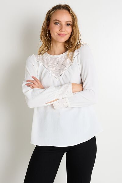 Blouse détails broderie femme