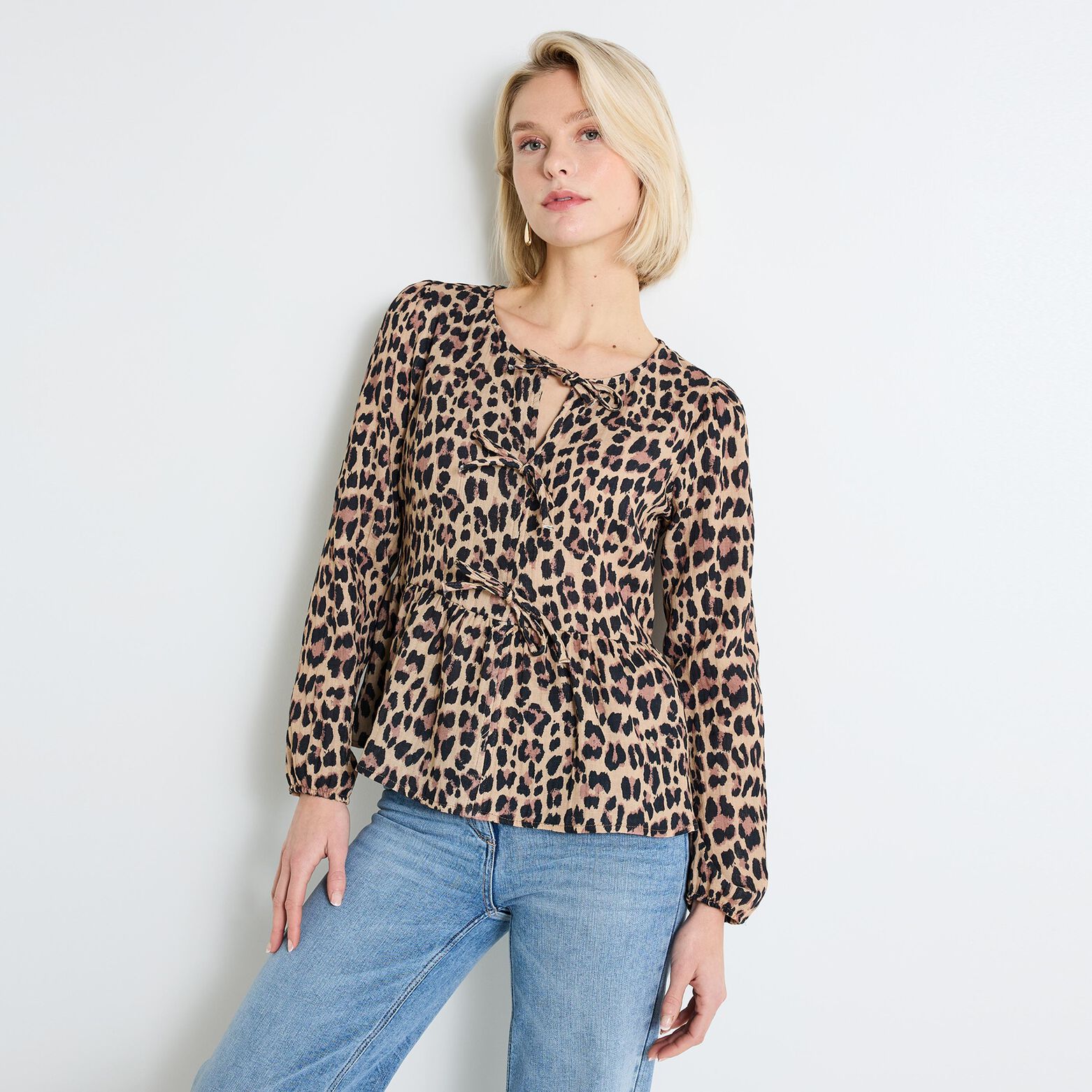 Blouse imprimé léopard femme