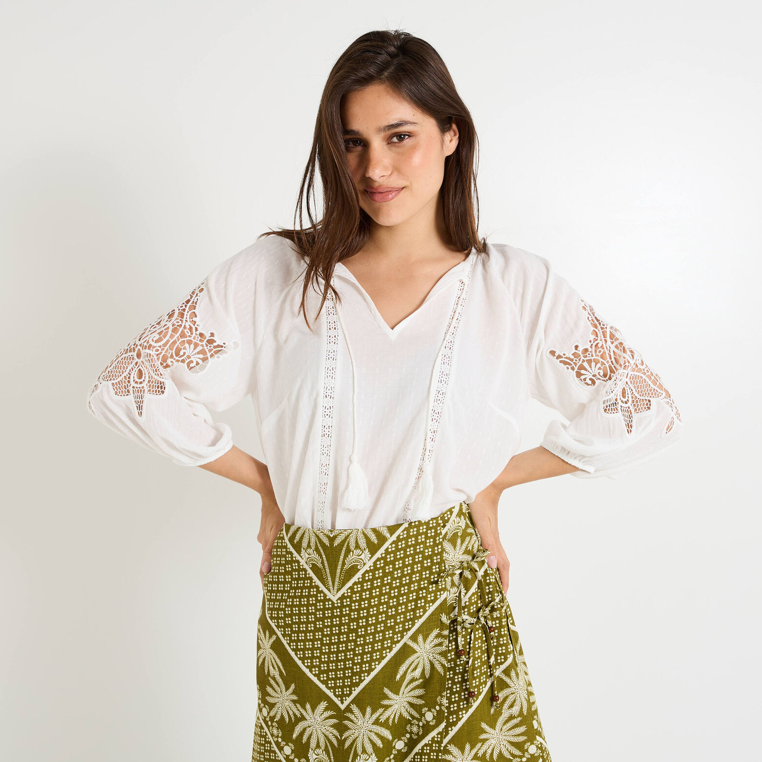 Blouse col V femme