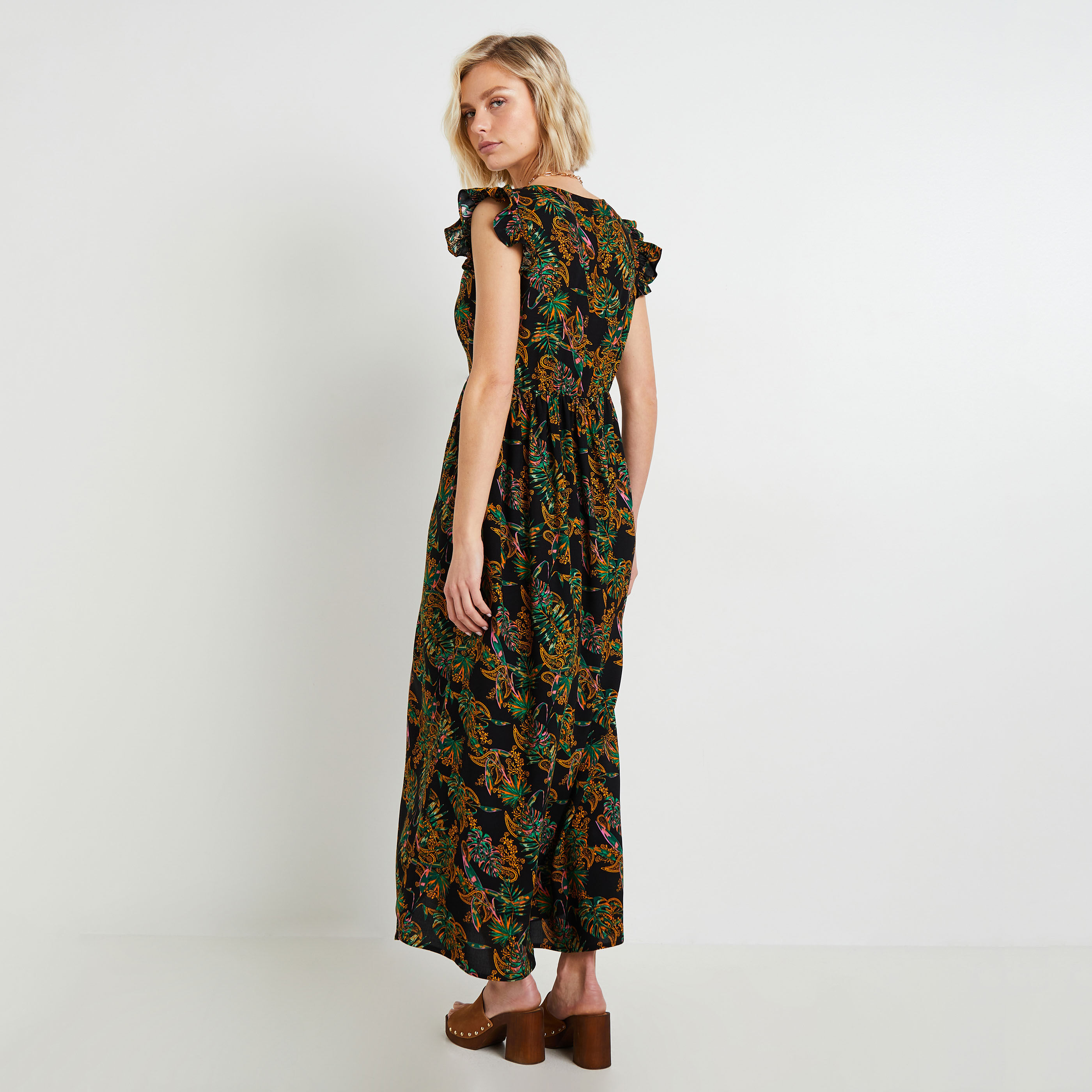 Robe longue imprim&eacute;e femme