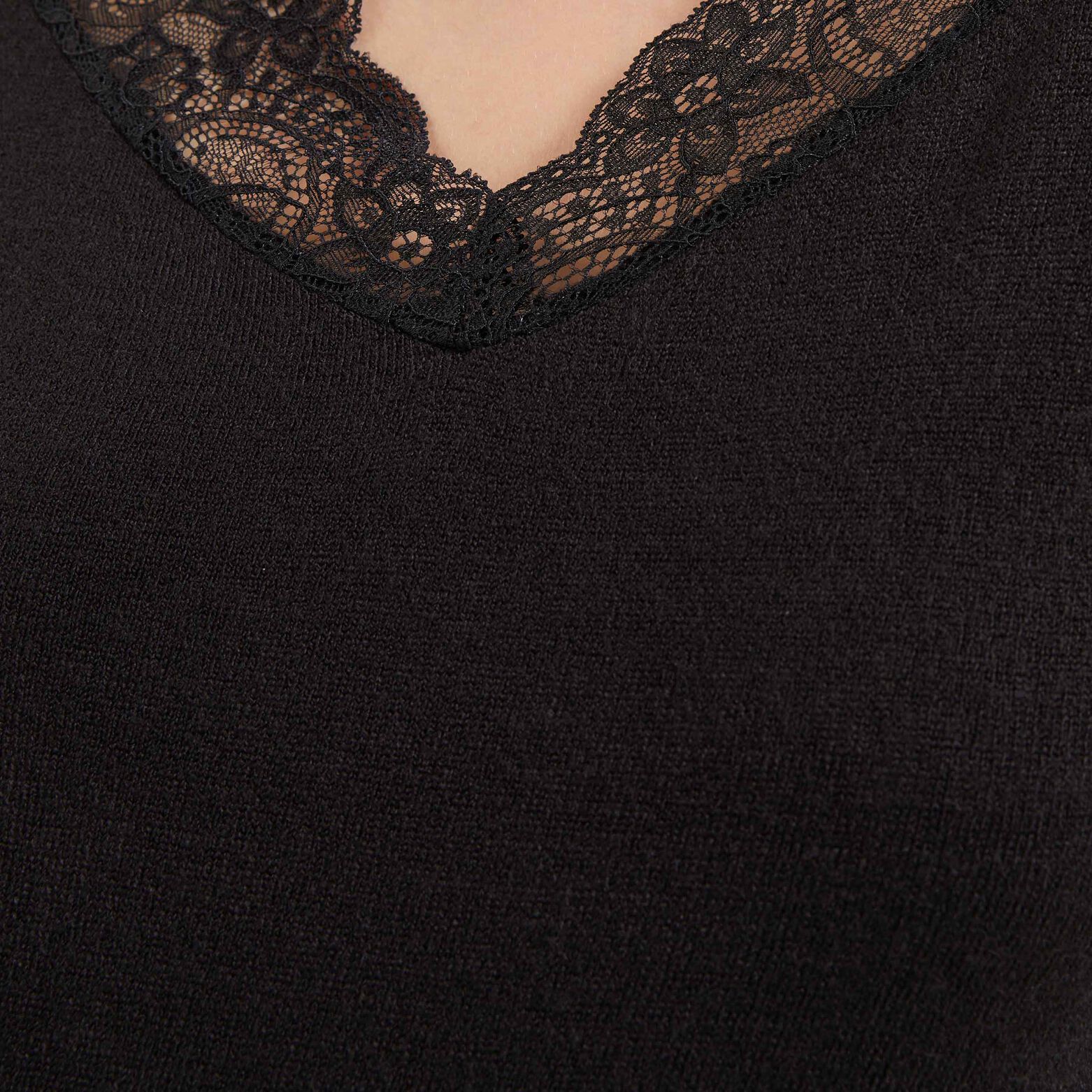 Pull col V dentelle femme