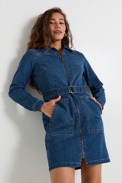 Robe en denim à manches longues