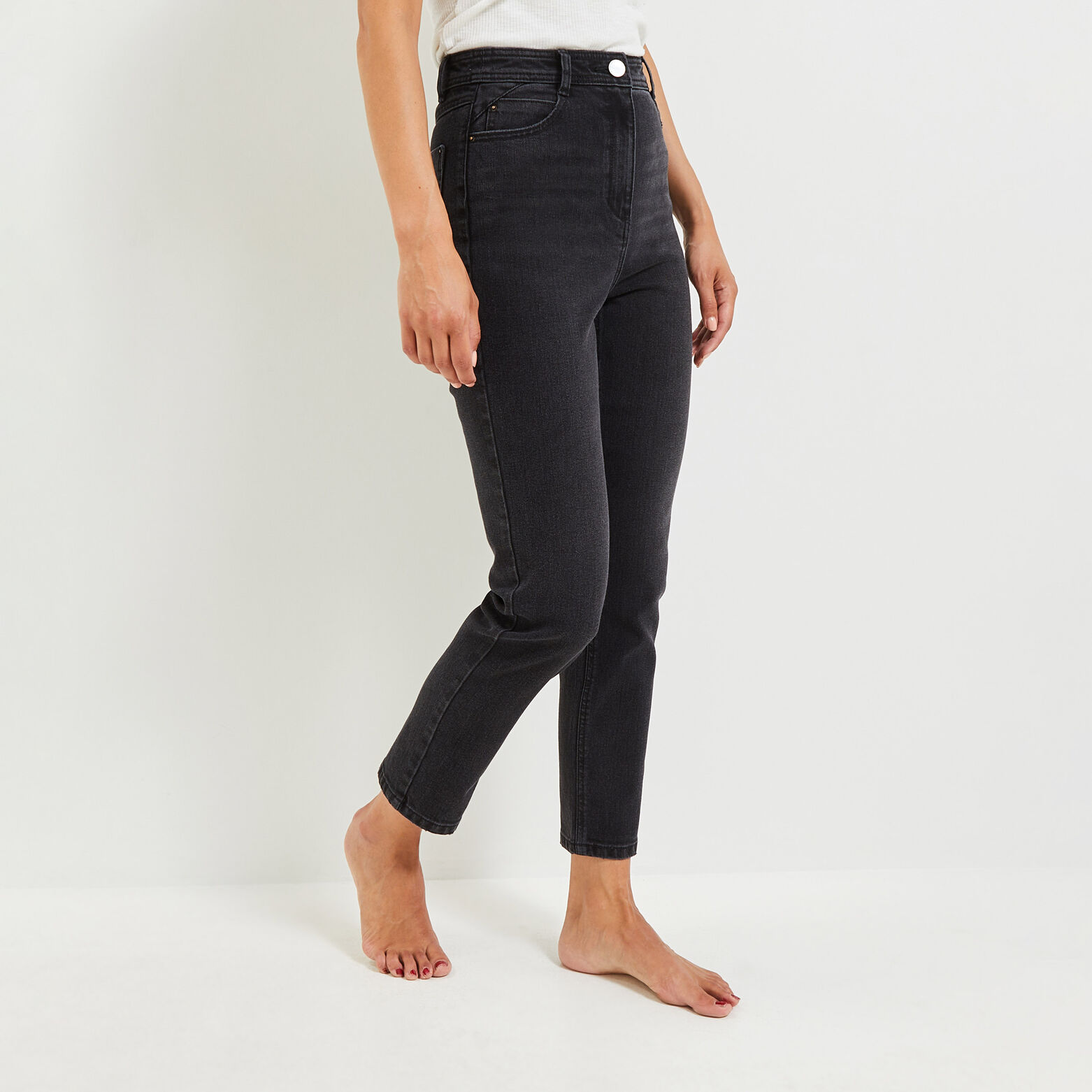 Jeans mum taille haute