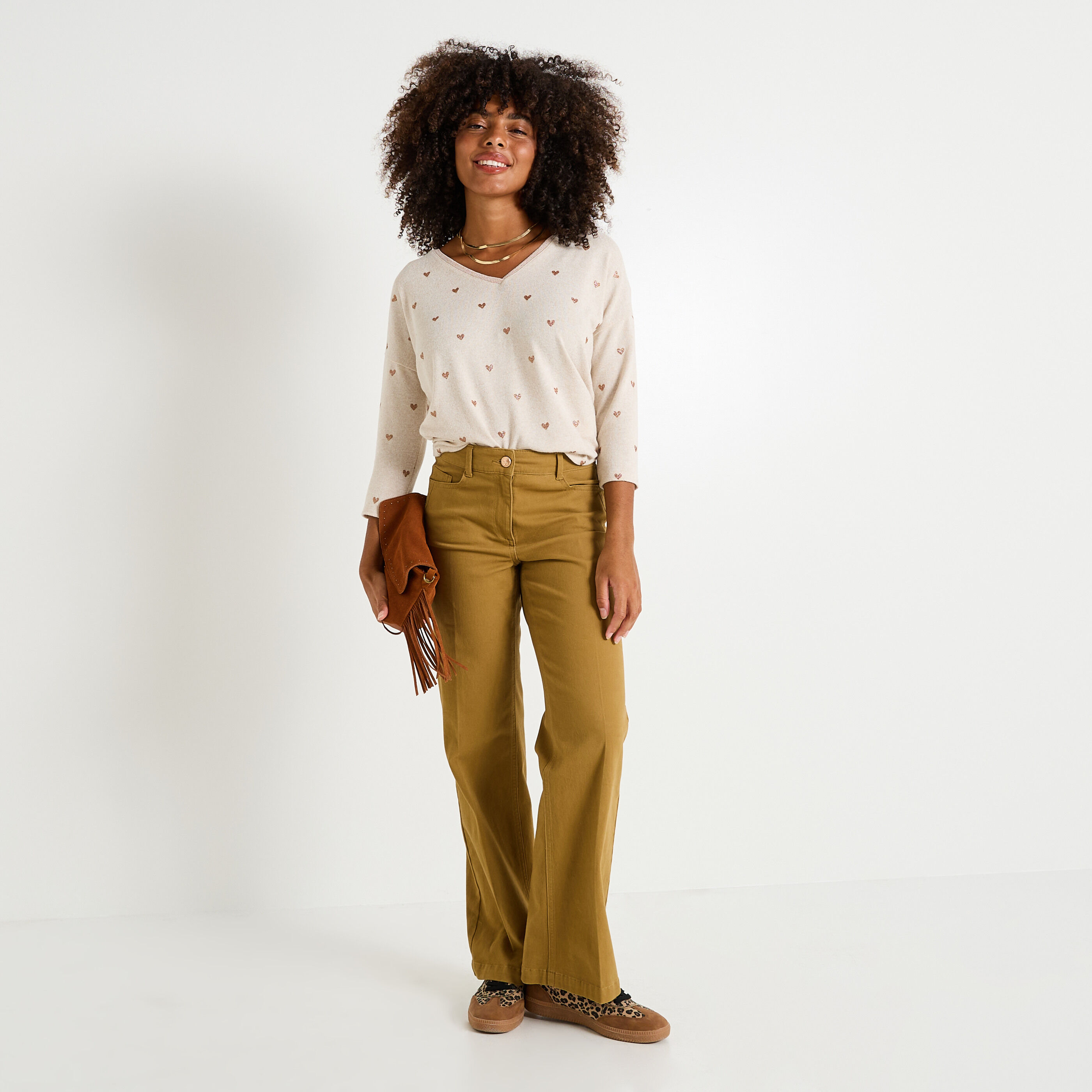 T-shirt imprim&eacute; c&oelig;urs femme