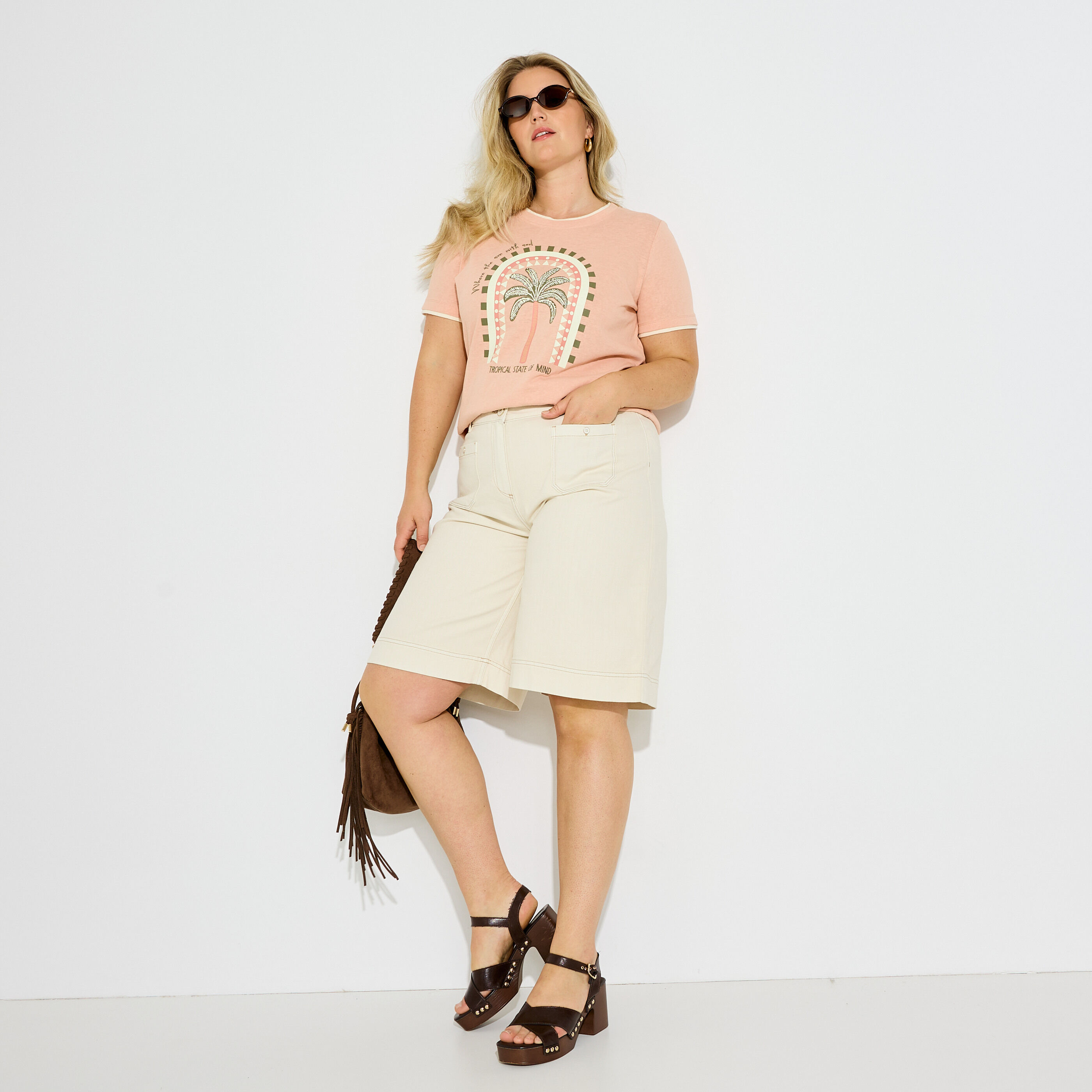 T-shirt imprim&eacute; palmier femme