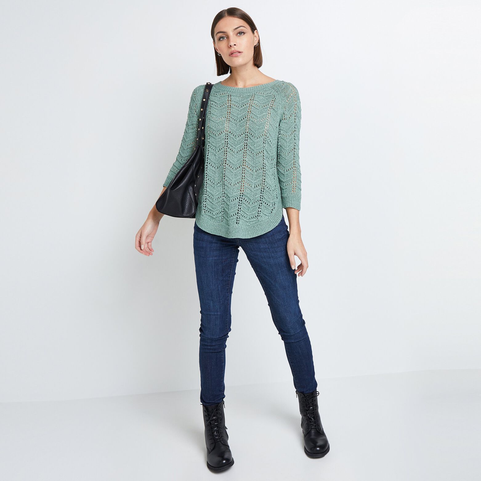 Pull en maille ajourée femme