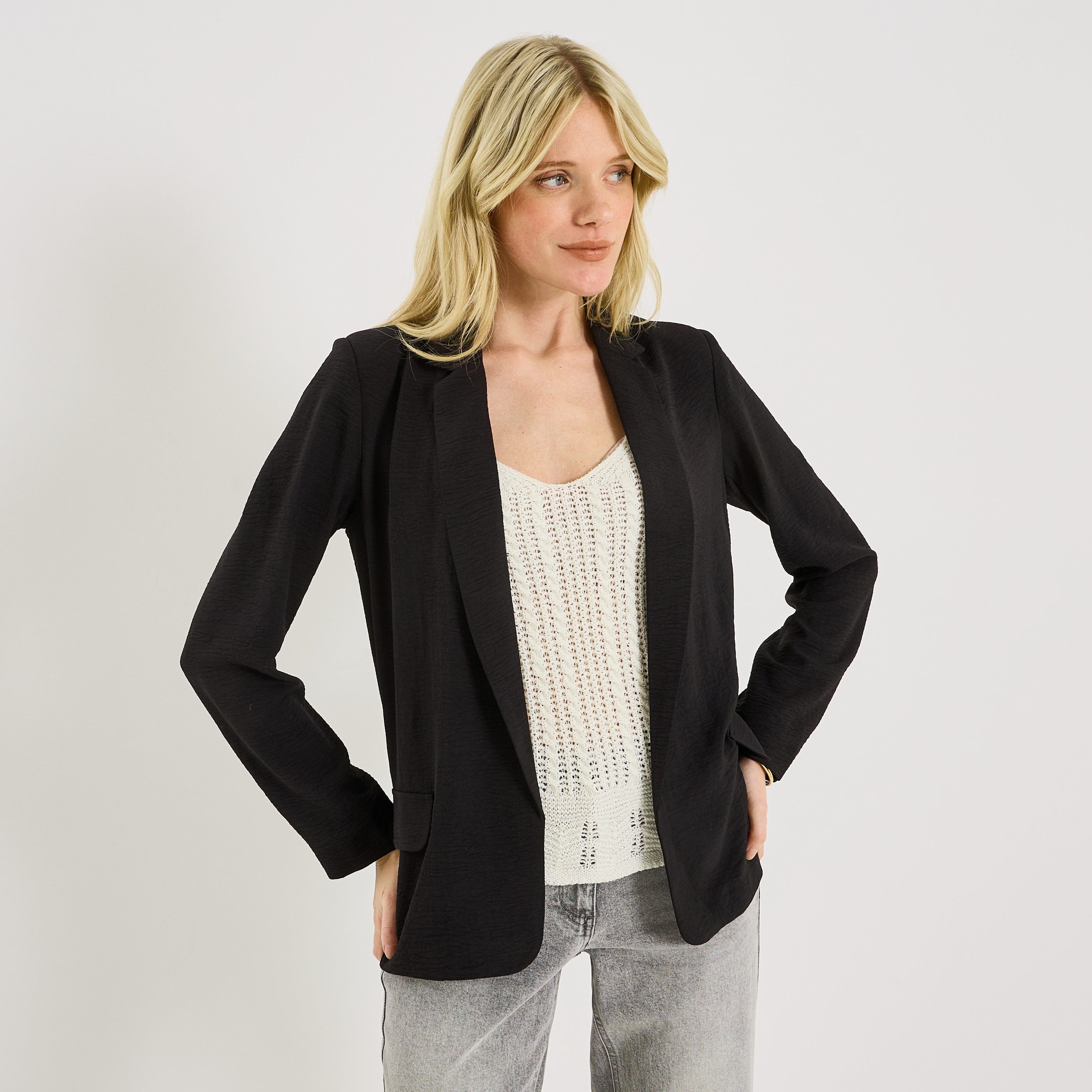Veste fluide &agrave; col tailleur femme