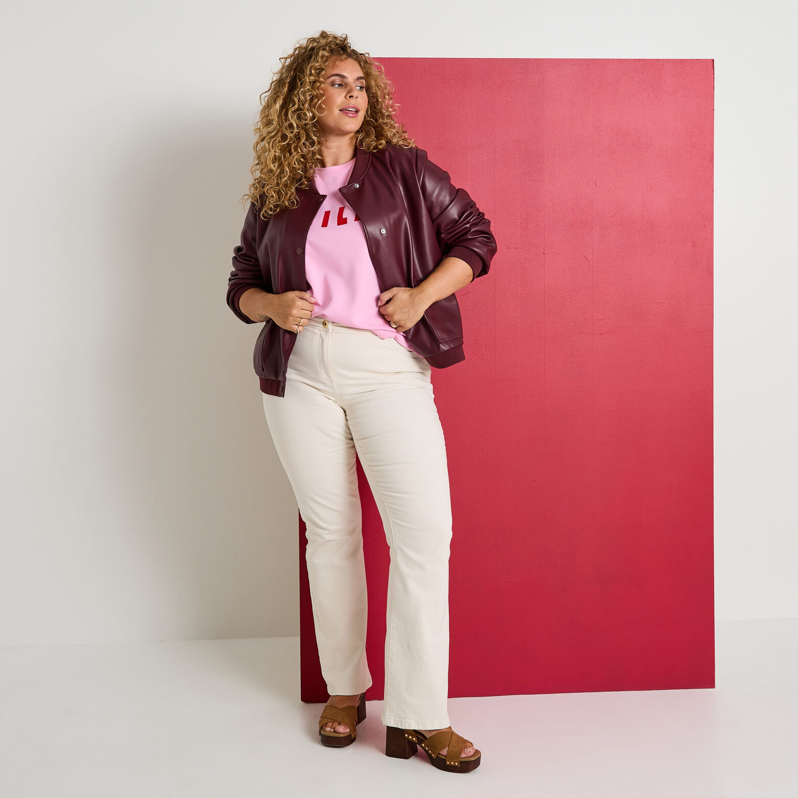 Bomber en simili cuir femme