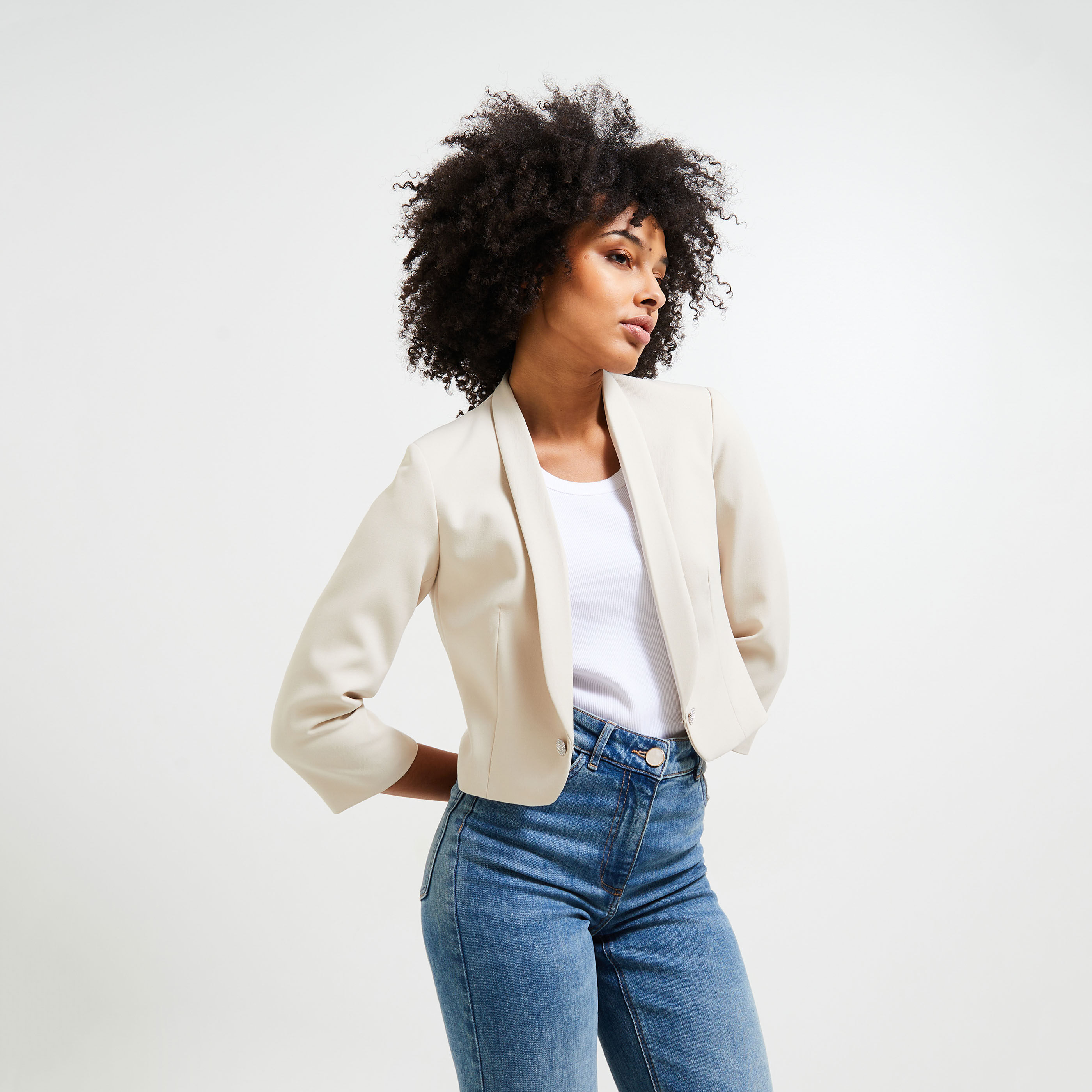 Veste blazer femme BEIGE Graindemalice