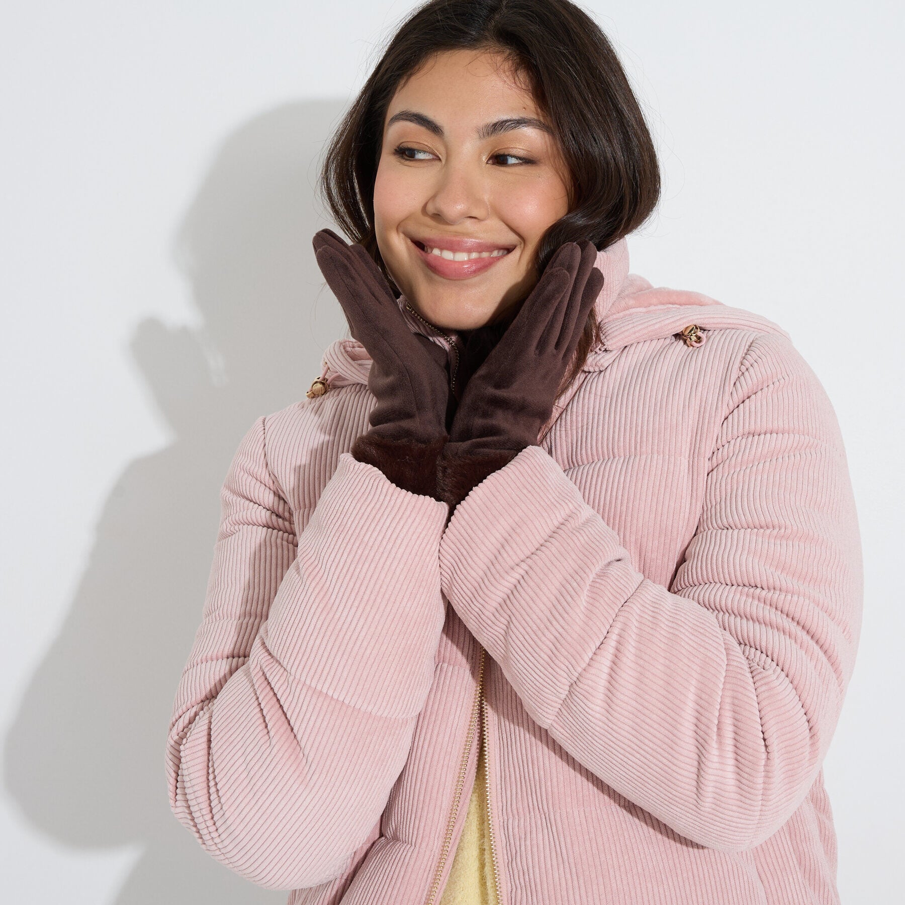 Gants chauds tactiles &agrave; bord doux femme