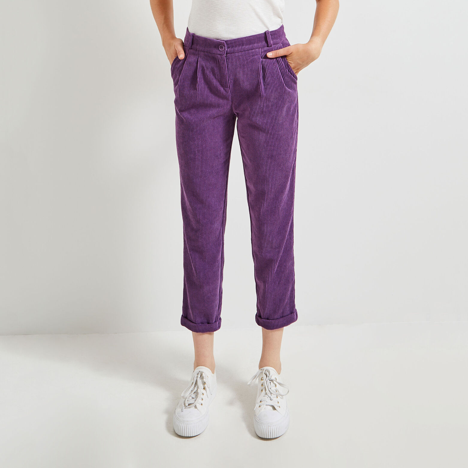 pantalon velours côtelé femme