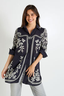 Chemise longue imprimée femme