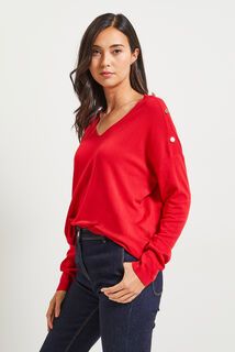 Pull col V femme