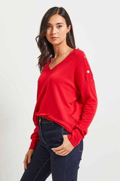 Pull col V femme