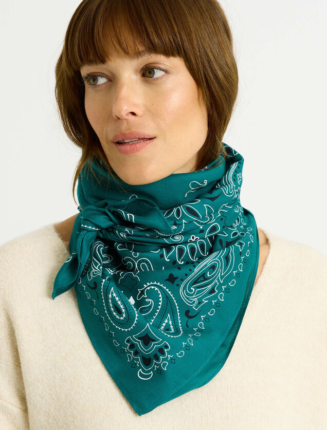 Foulard en coton imprim&eacute; bandana femme