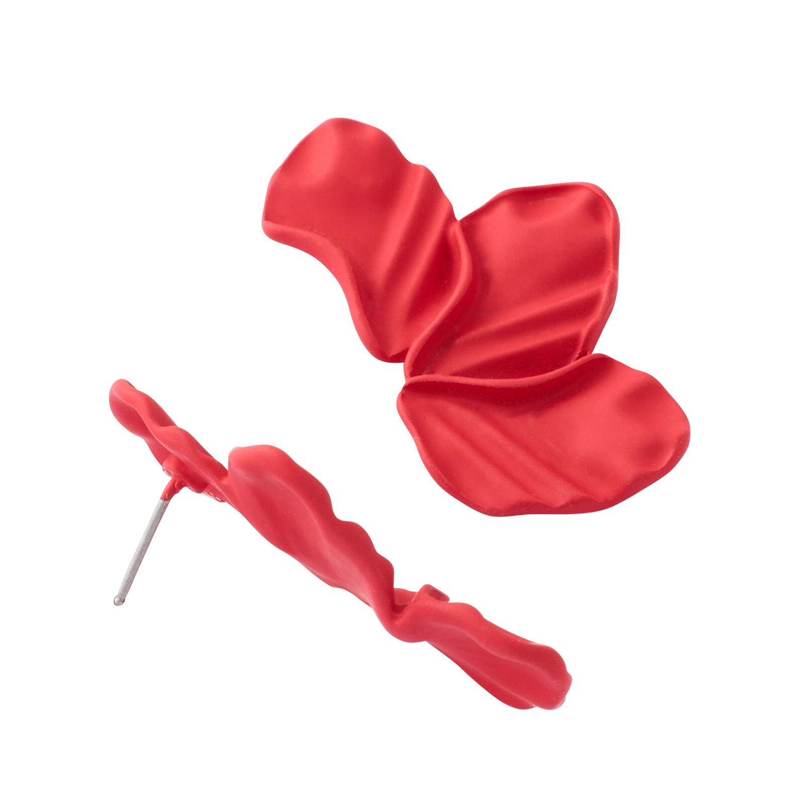 Boucles d'oreilles demi-fleur rouge