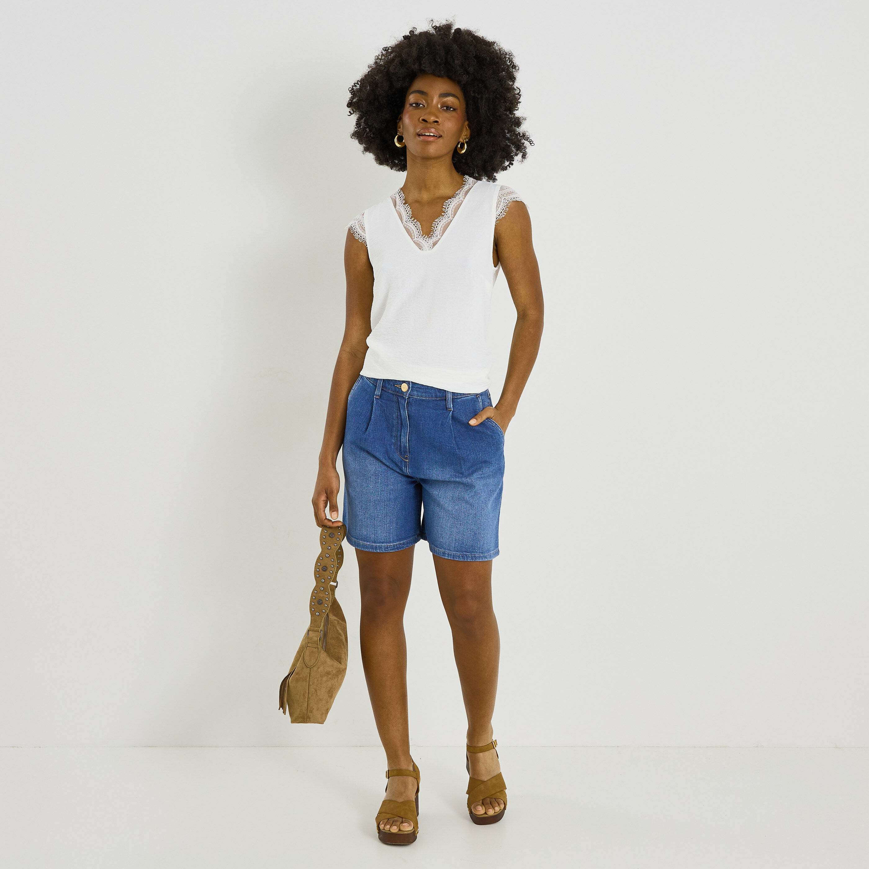 Short &eacute;vas&eacute; taille haute femme