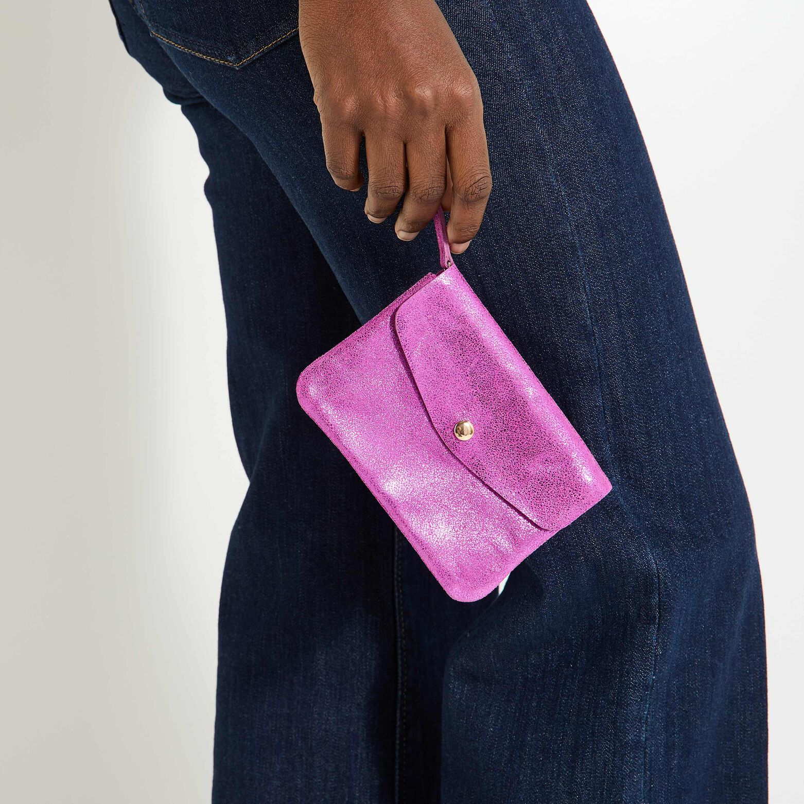 Porte-monnaie en croûte de cuir femme