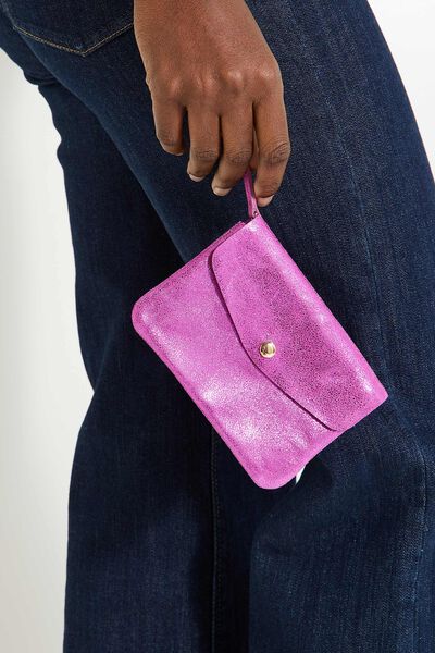 Porte-monnaie en croûte de cuir femme