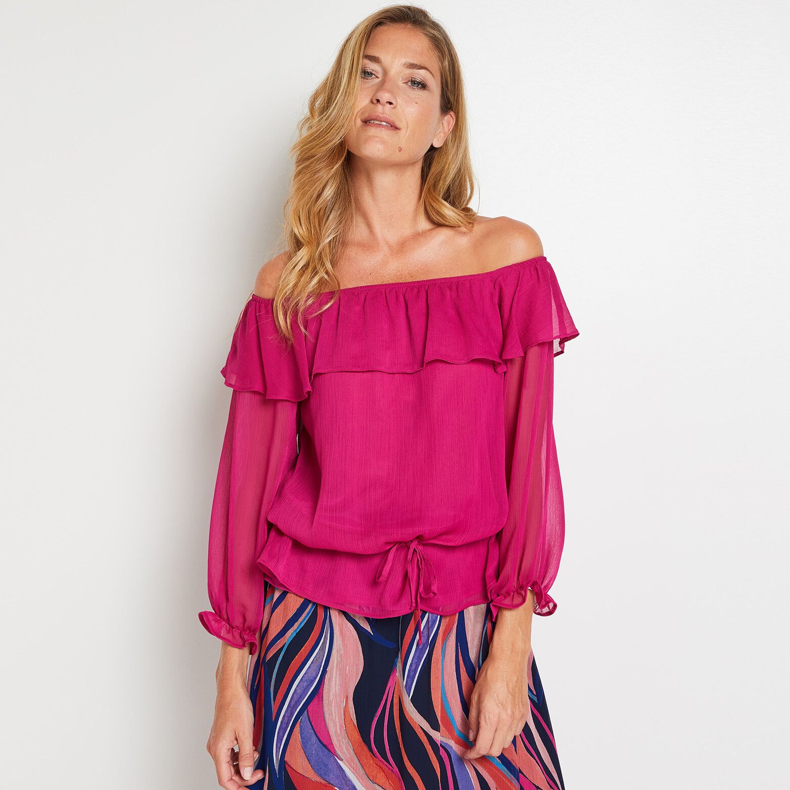 Blouse avec col bardot femme