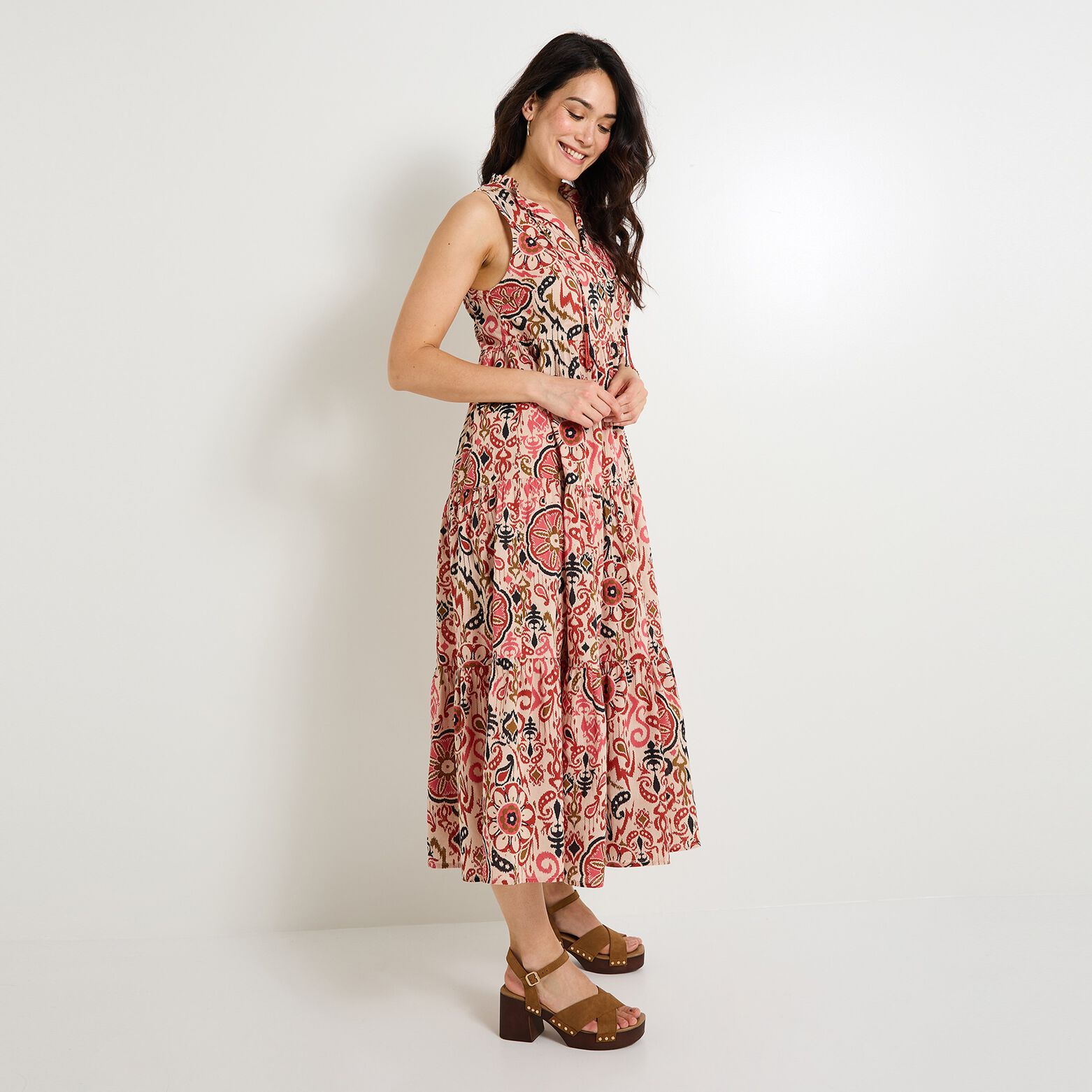 Robe longue imprimée femme