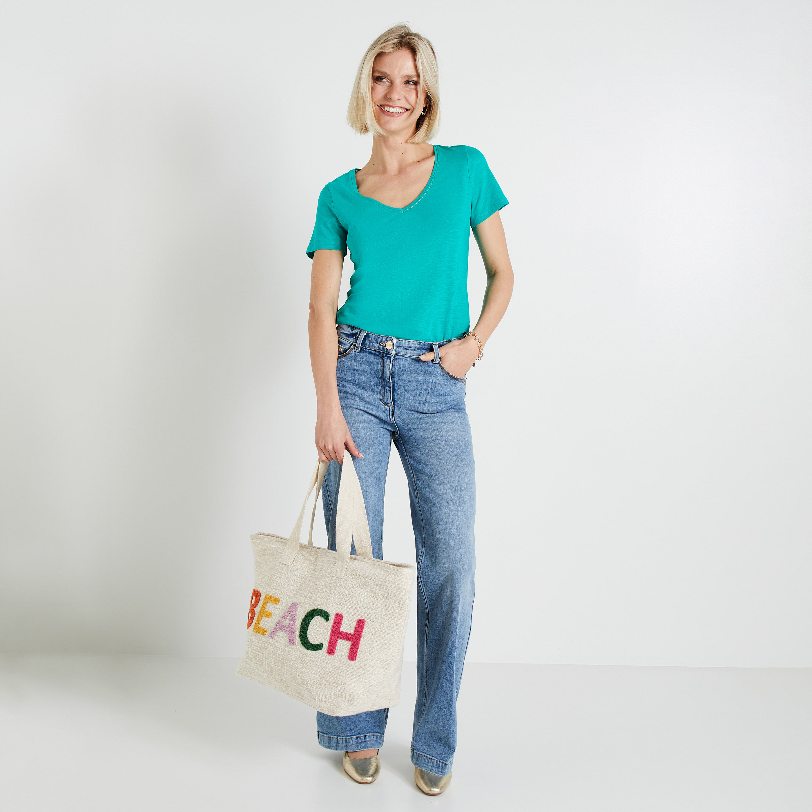 Tshirt basique col V femme