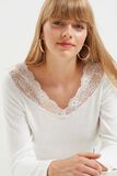 Pull col V dentelle femme