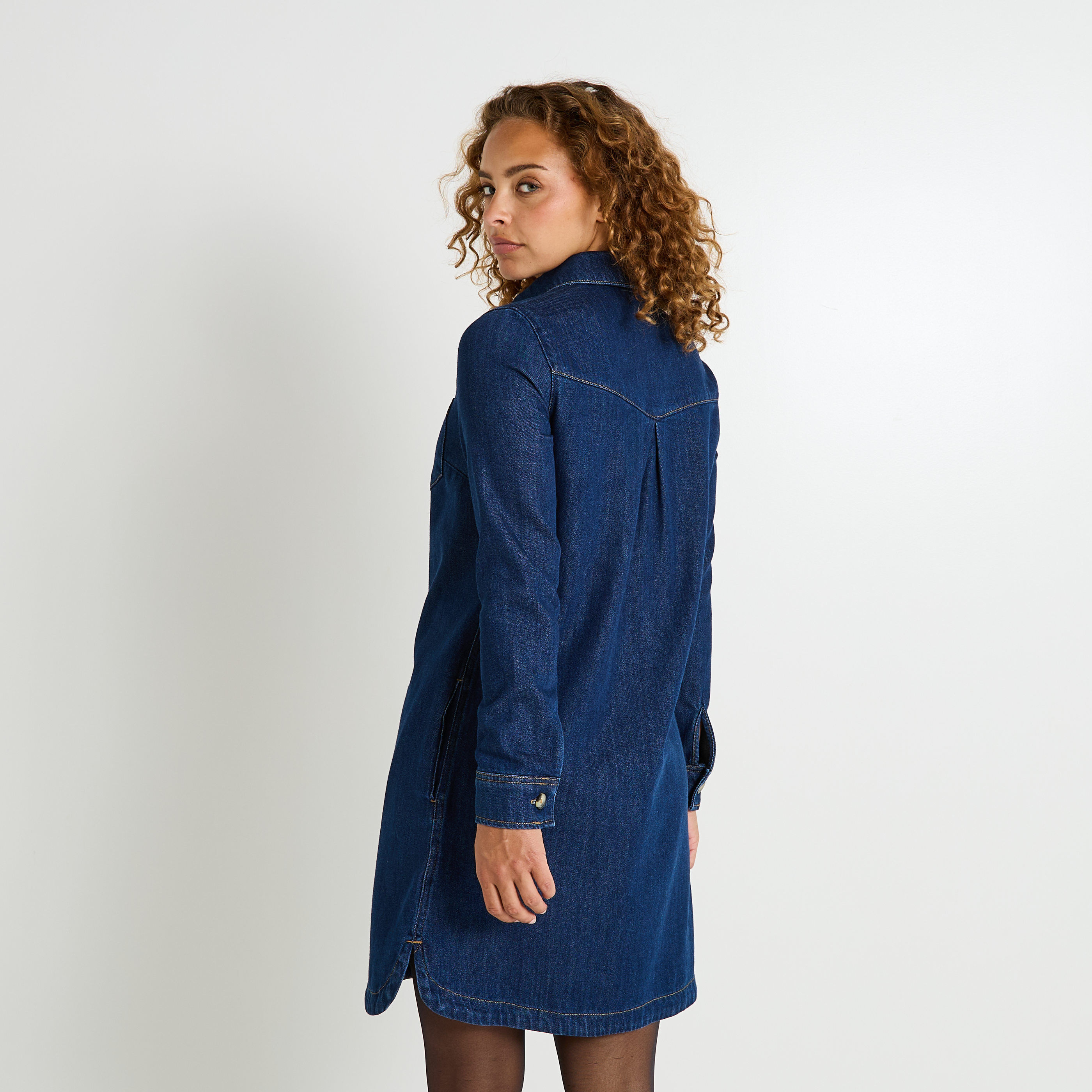 Robe denim col chemise