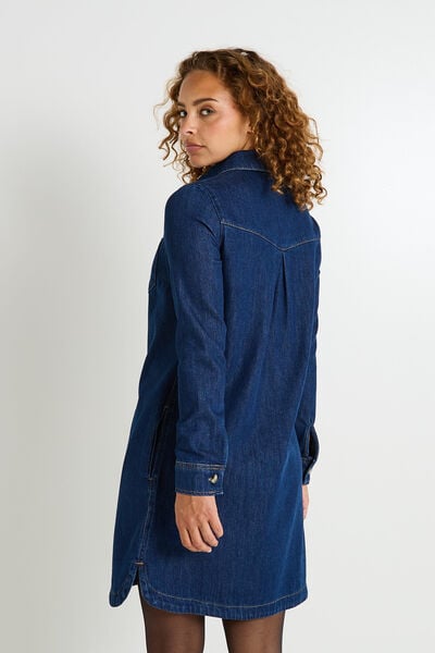 Robe denim col chemise
