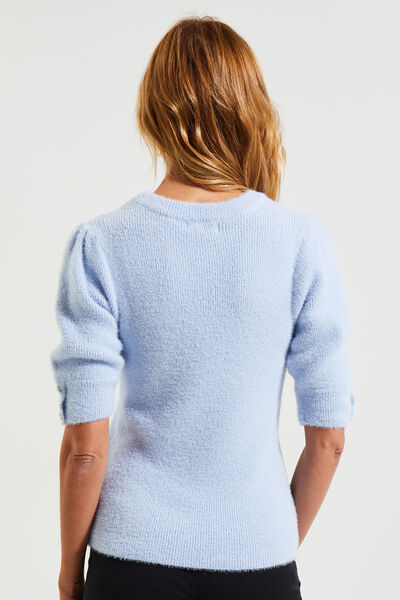 Pull fluffy manches 3/4 femme