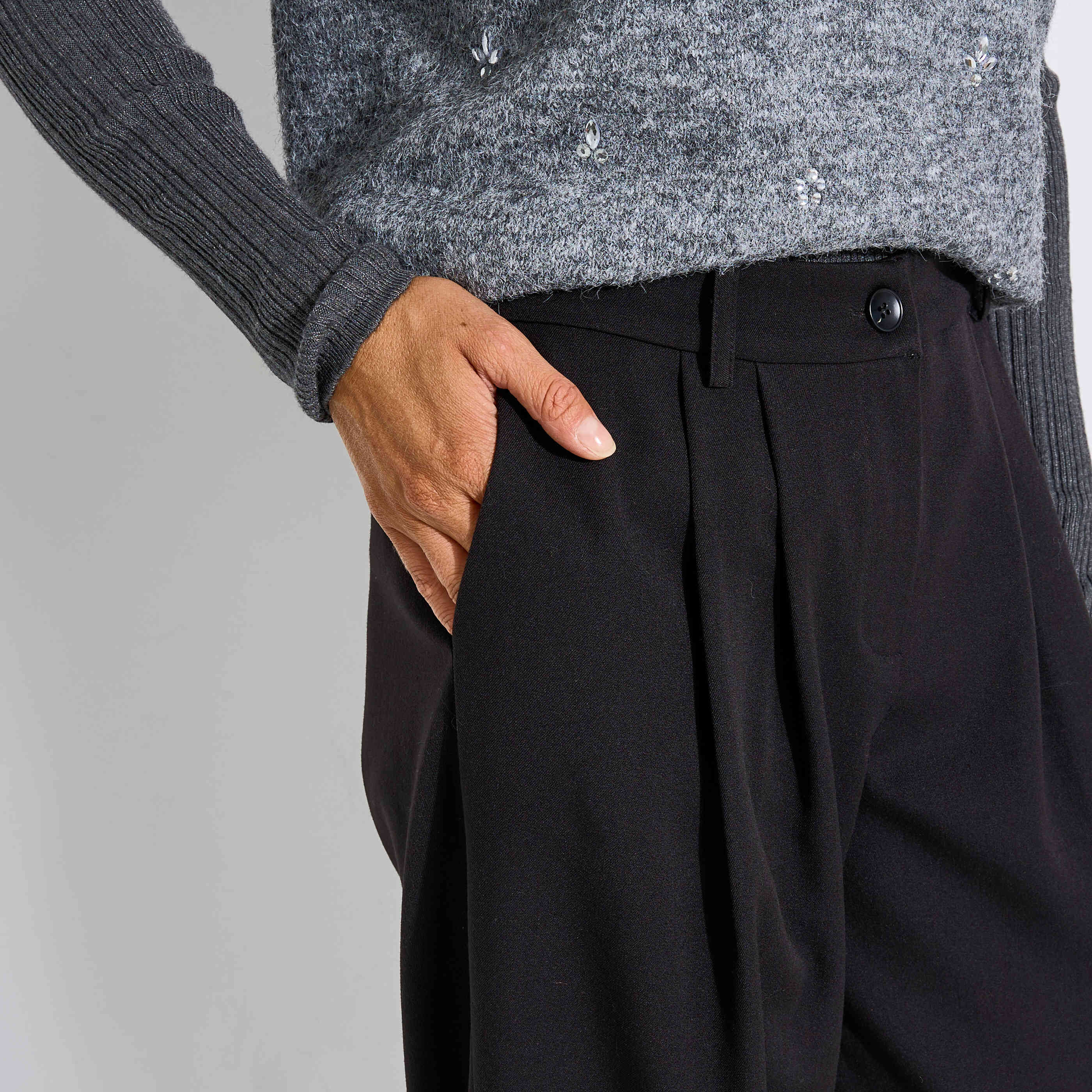 Pantalon barrel raccourci chic femme