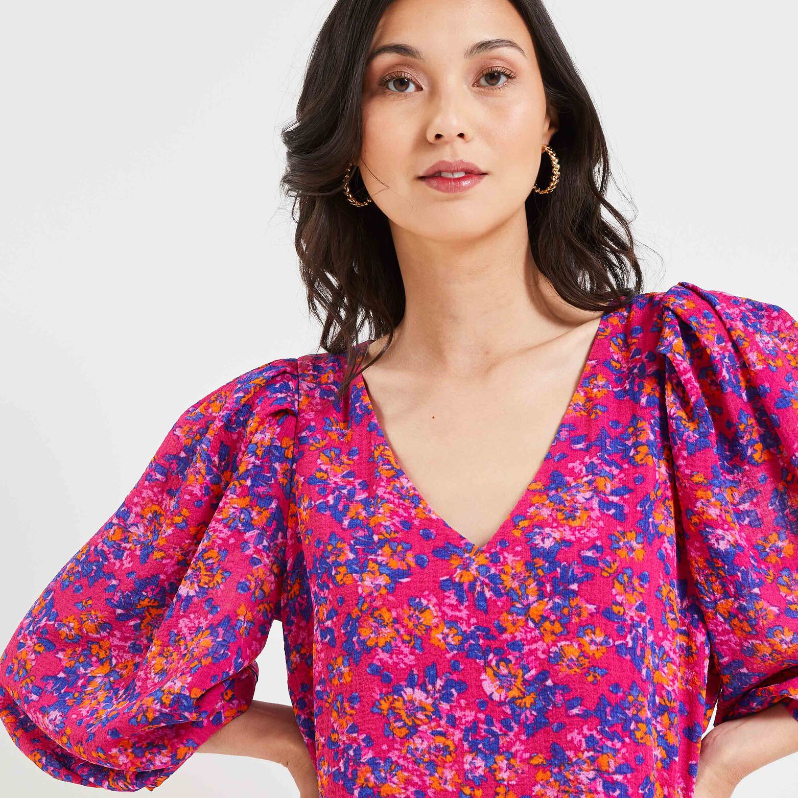 robe imprimée col V femme