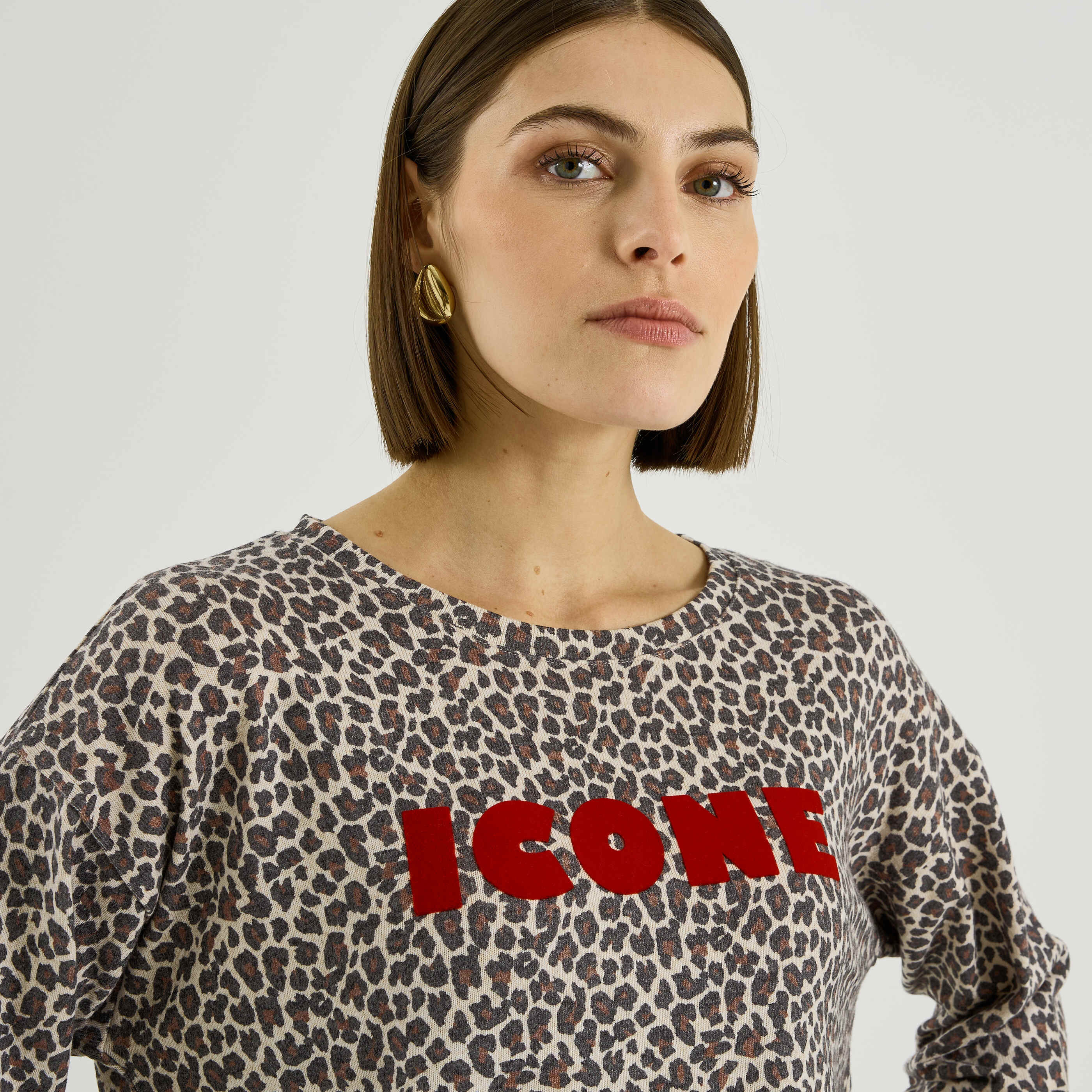 Sweat imprim&eacute; l&eacute;opard femme