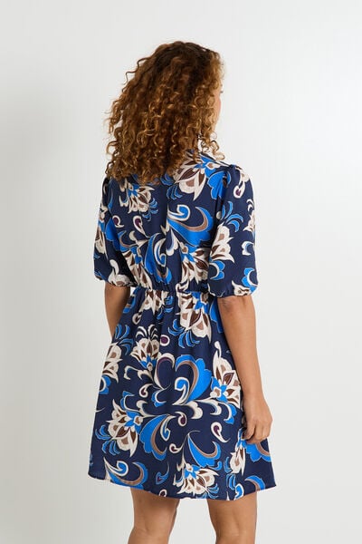Robe courte imprimée col V 