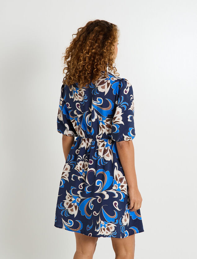 Robe courte imprimée col V 