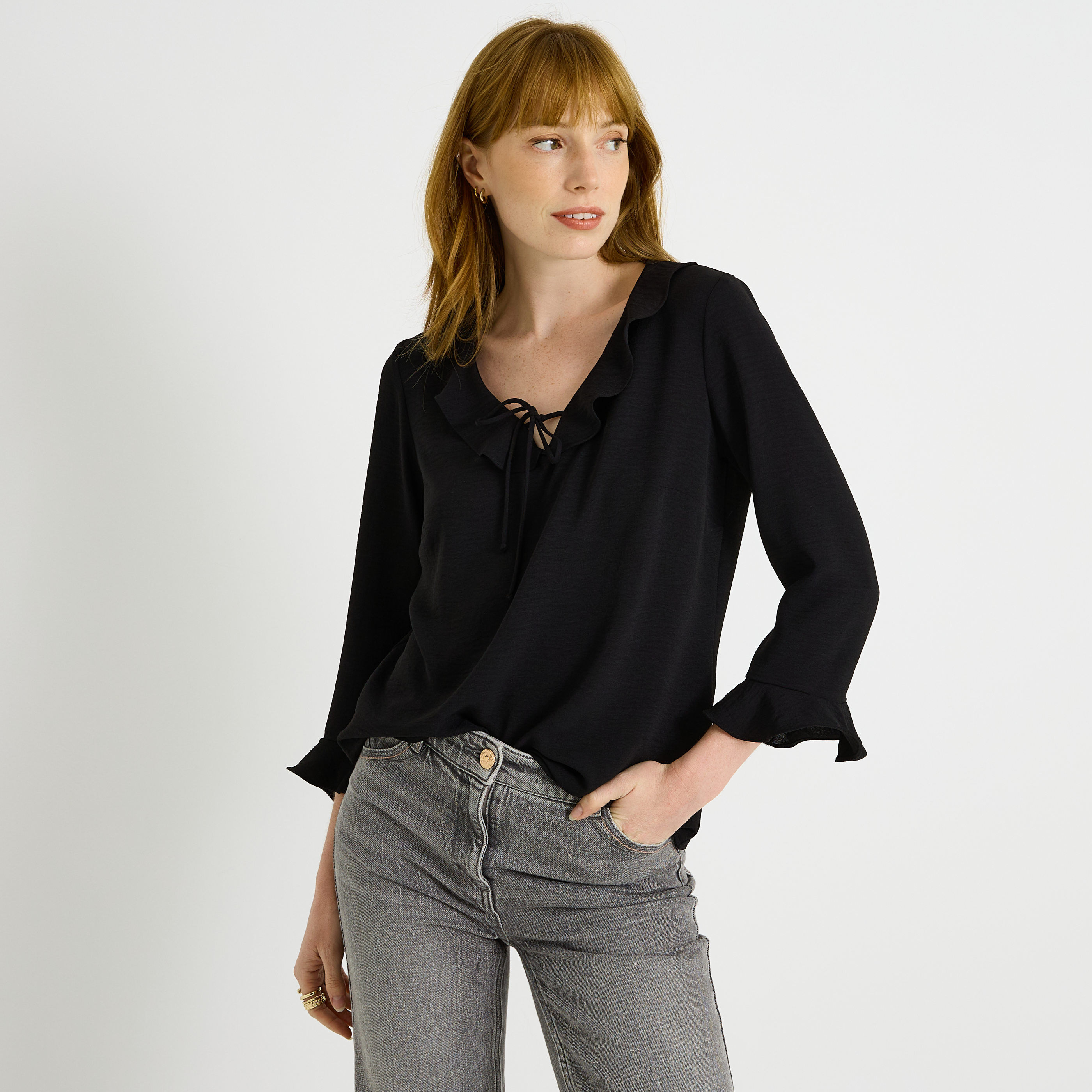 Blouse &agrave; volants femme