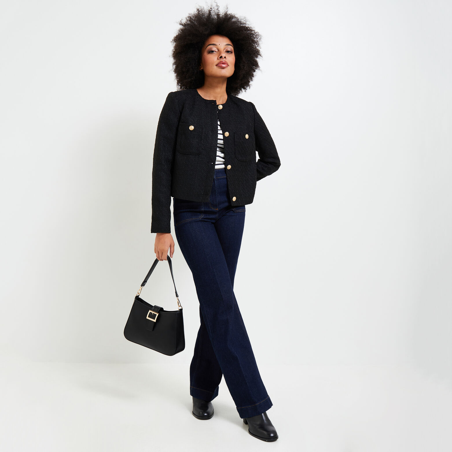 Veste en tweed boutonnée femme