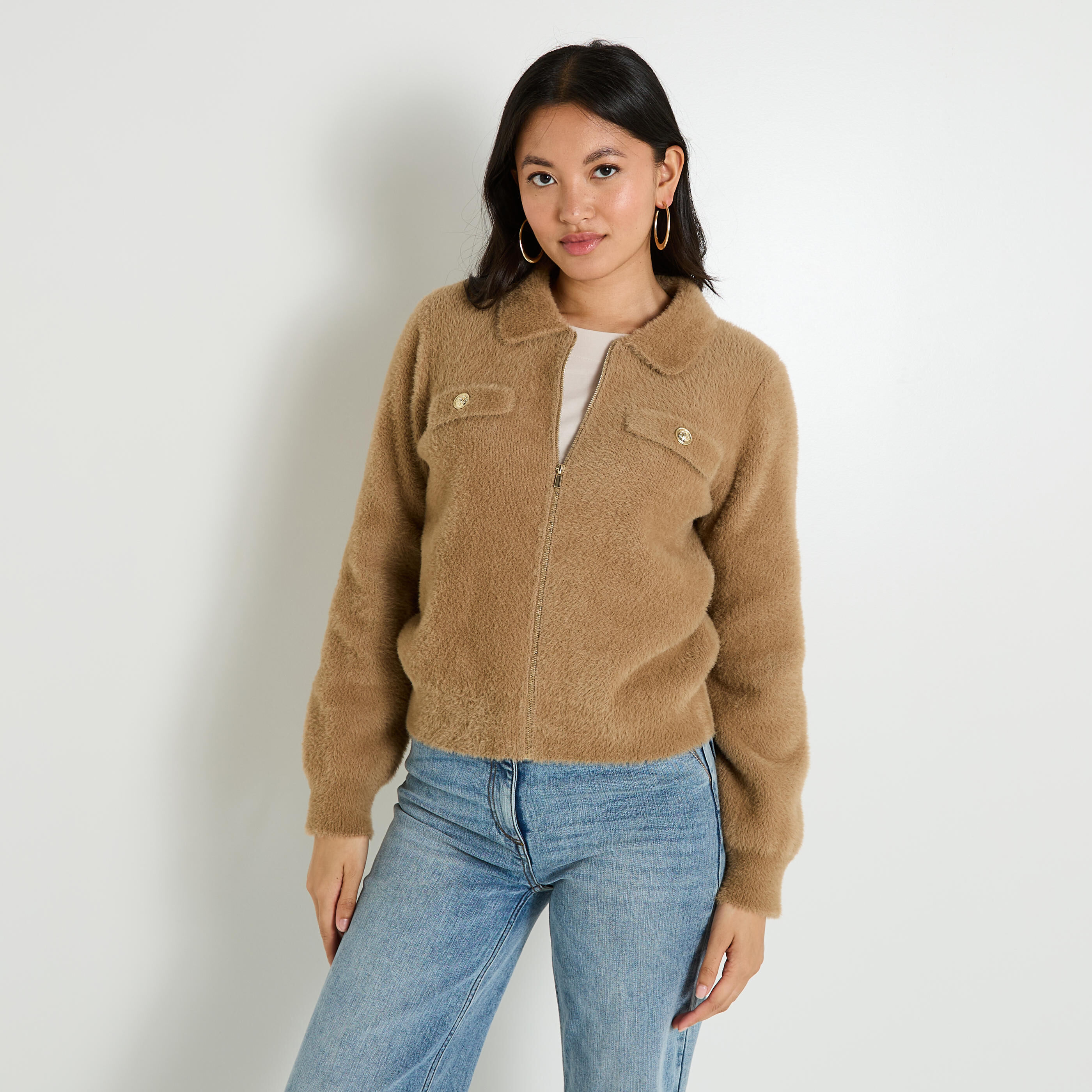 Bomber zipp&eacute; fluffy femme