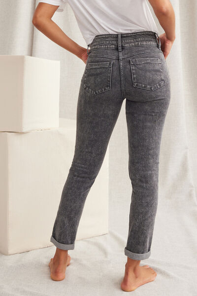 Jean raccourci taille haute femme