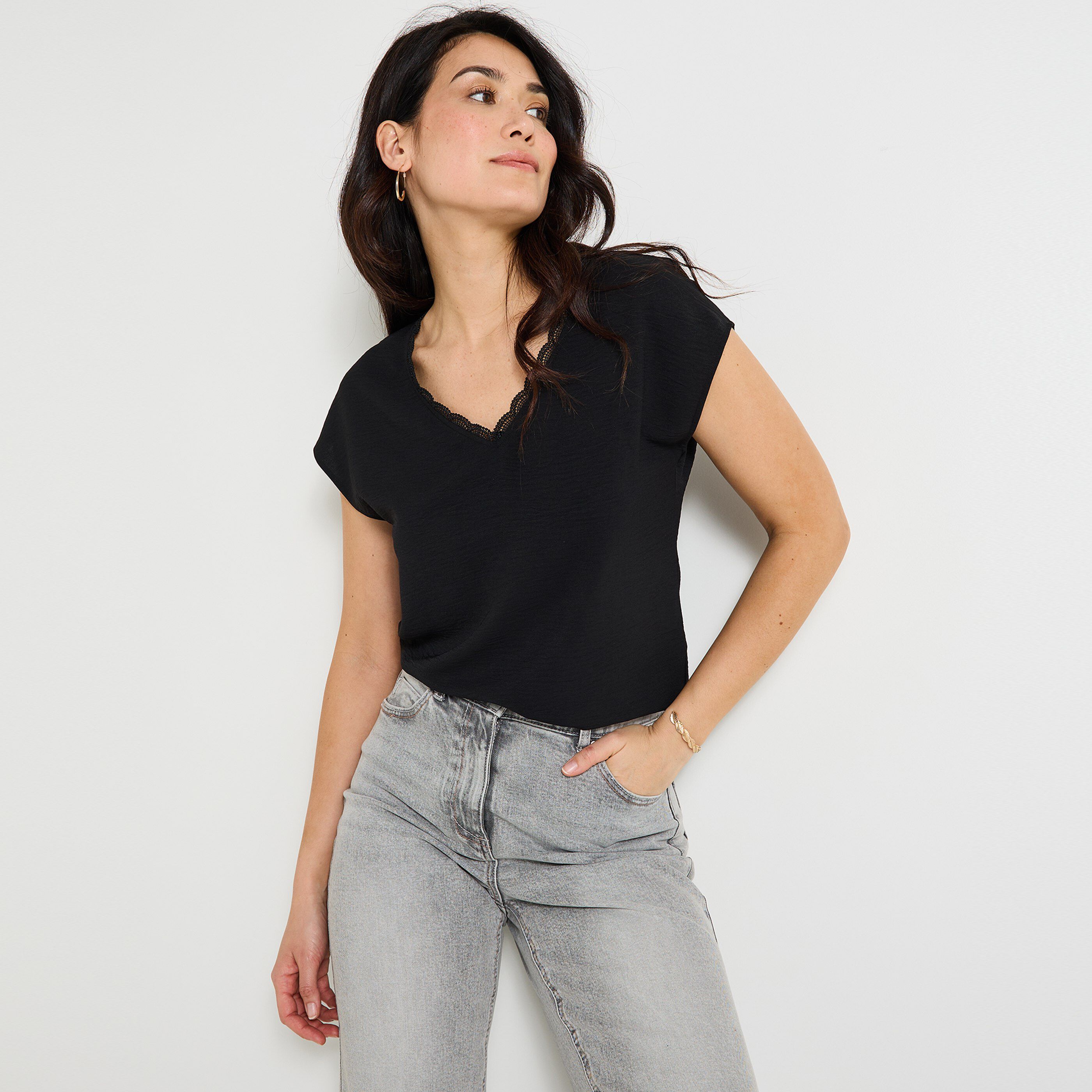 Blouse col V femme