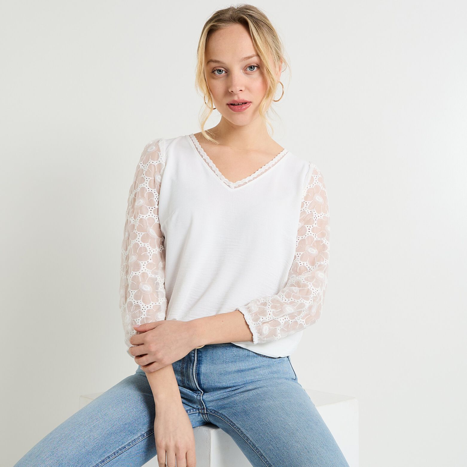 Blouse à manches fantaisie femme