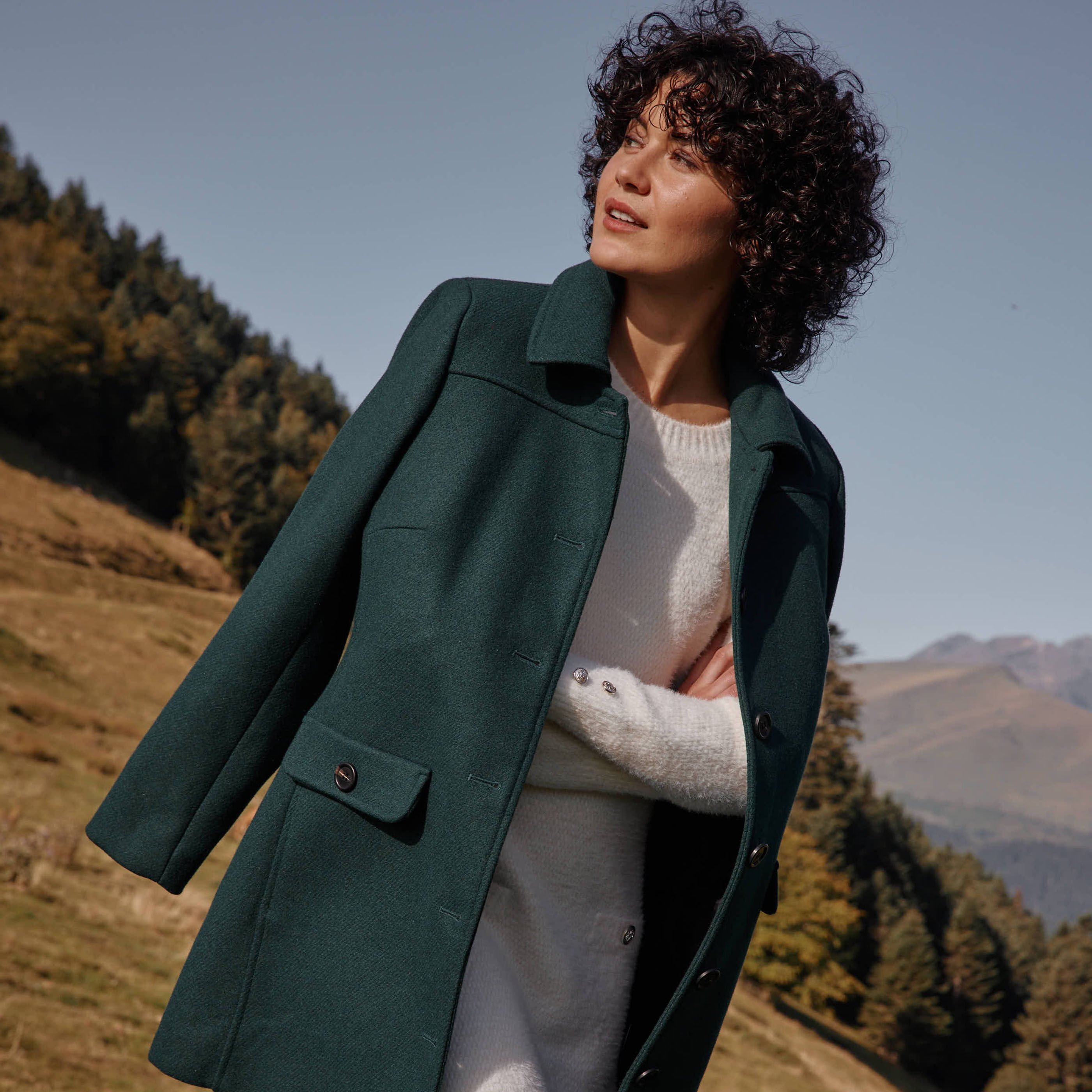 Manteau mi long femme VERT Graindemalice