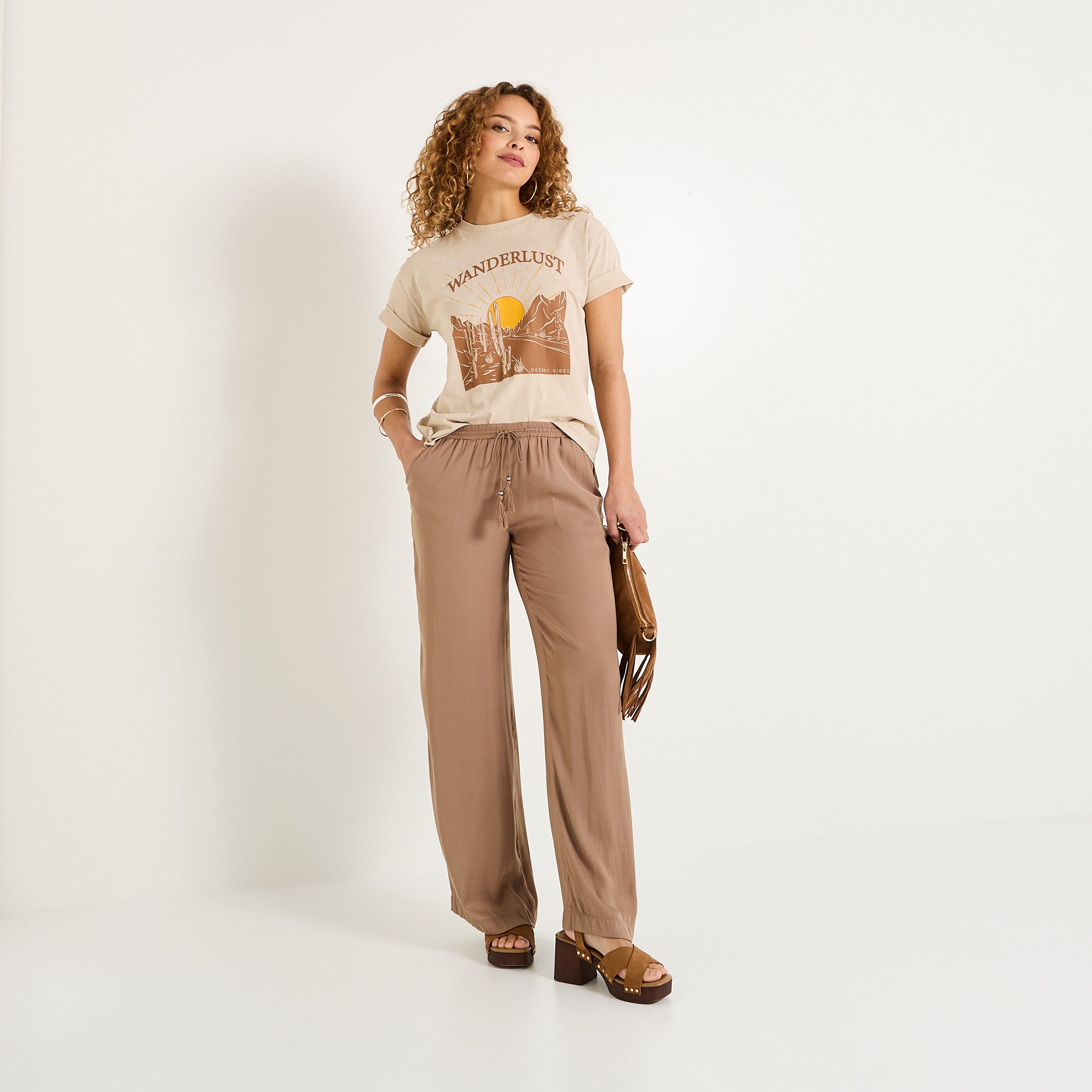 Pantalon large fluide femme