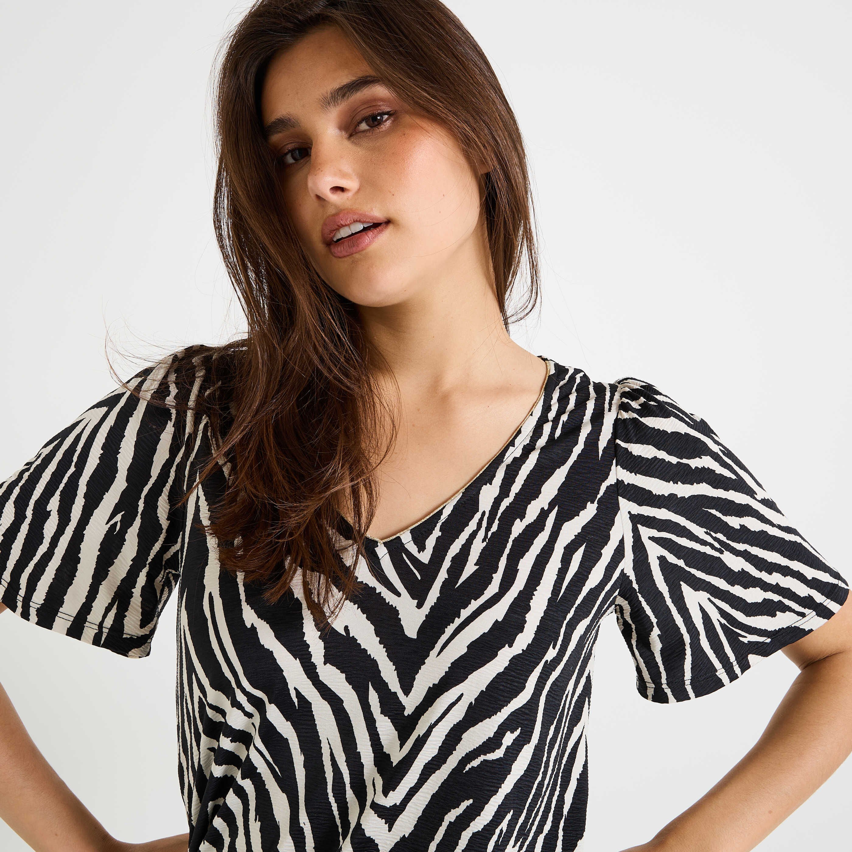 T-shirt imprim&eacute; z&eacute;br&eacute; femme