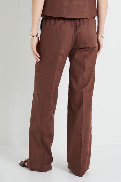 Pantalon large en lin mélangé femme
