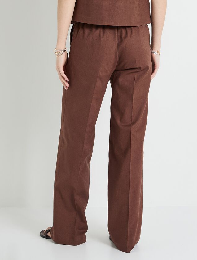 Pantalon large en lin mélangé femme