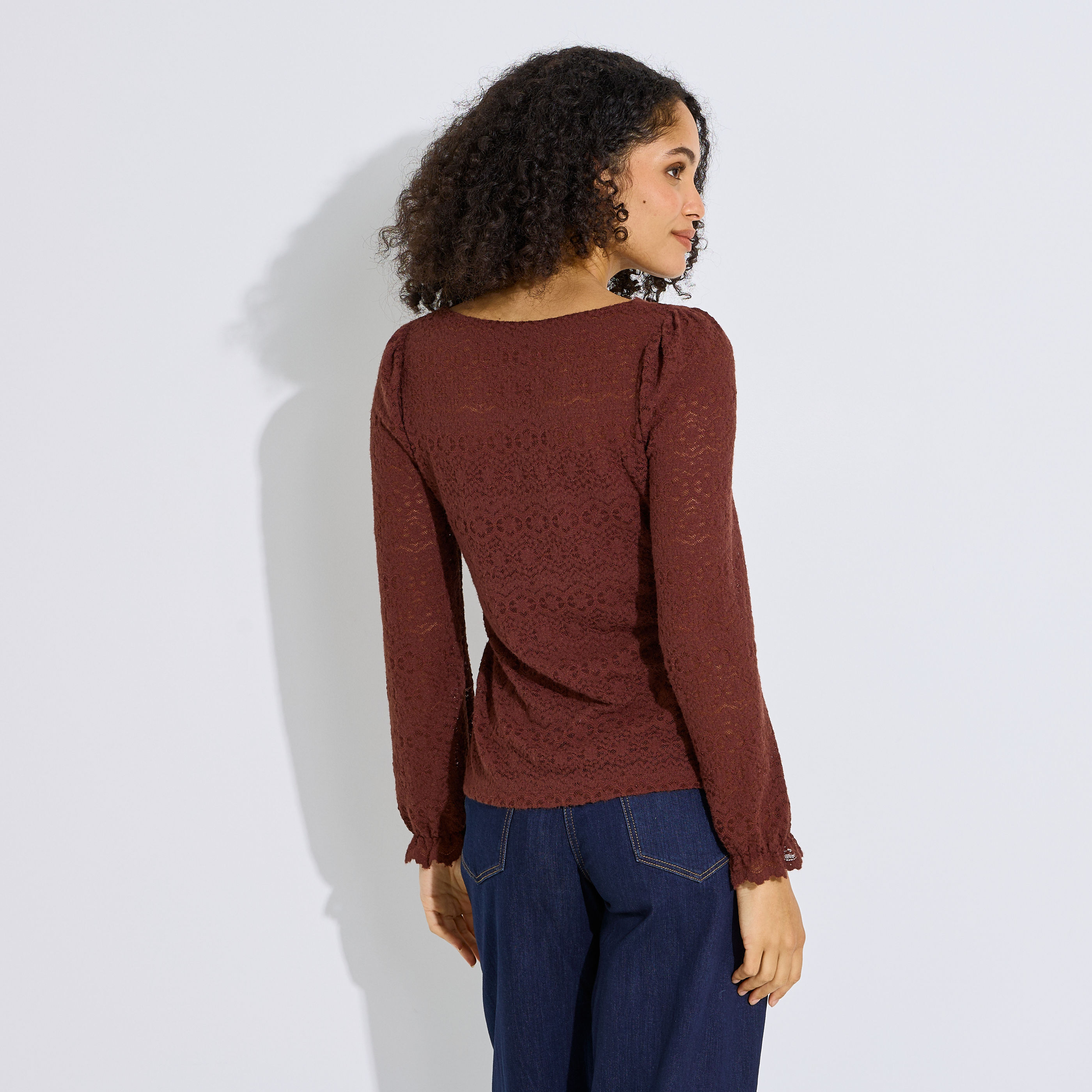 T-shirt ajust&eacute; maille ajour&eacute;e femme