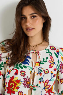 Blouse à nouer imprimée femme